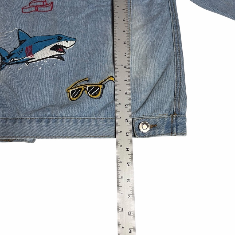 Carbon Screenprinted Graphic Denim Jacket | Light Wash | Size Small - Picture 11 of 14
